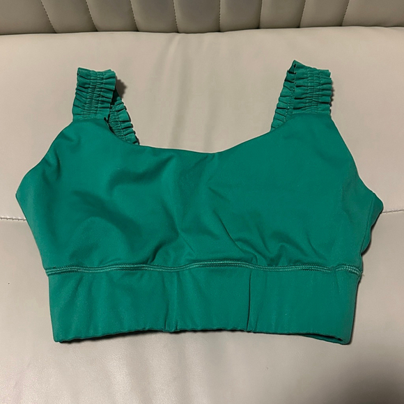 Sincerely Jules Women’s Active Sports Bra Green Size S Square Neck Ruched Straps - Picture 1 of 3